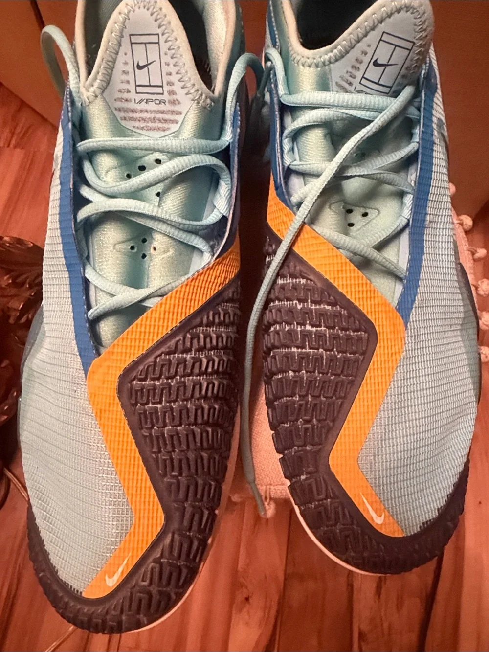 Nike Light Blue and Yellow Vapor Street Athletic Shoes